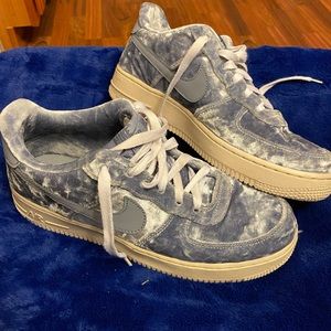 Baby Blue Nike Velvet Air Force Ones